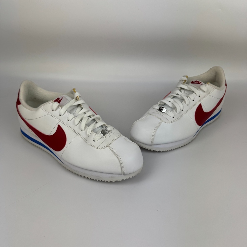 Nike Mens Size 12 Cortez Basic Forrest Gump 819719-103 White Blue Red Shoes